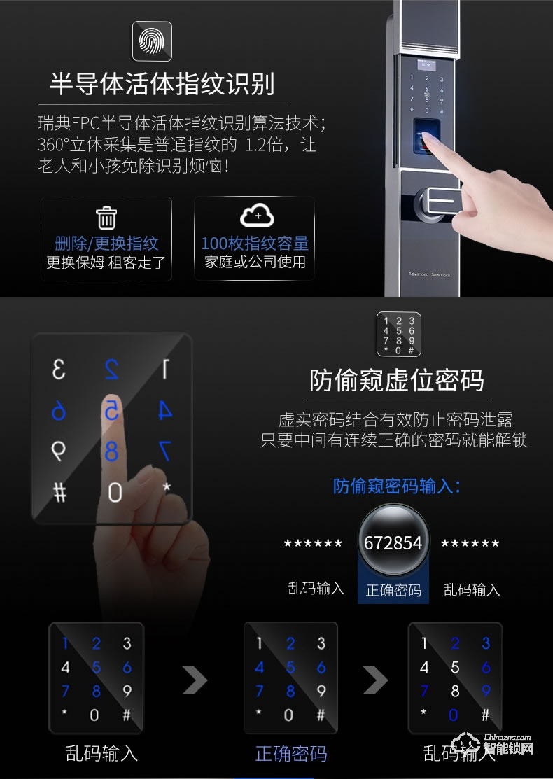 祖程智能锁 智能指纹感应锁
